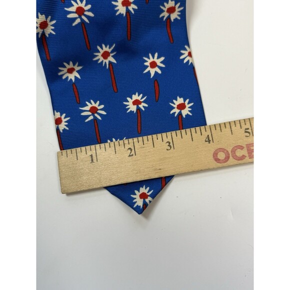 Daniel Valente Red White & Blue Floral Silk Neck Tie - Picture 6 of 6